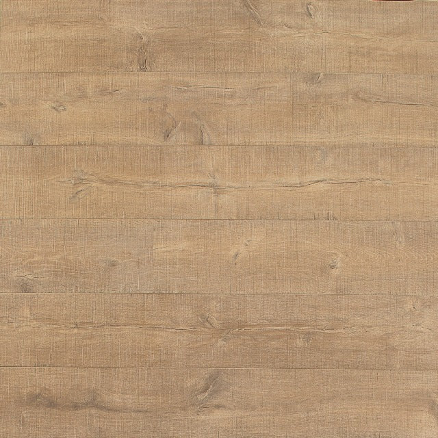 Torlys Reclaime Malted Tawny Oak Laminate, a vintage inspired collection, in a wide plank, available at Alberta Hardwood Flooring.