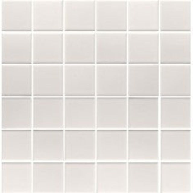 Tierra Sol Contract Mosaico Mosaic Matte White 12" x 12 " Wall and Floor Tile, in stock in Edmonton.  The Mosaico series is a glazed porcelain mosaic that can be used with any series as an accent, field tile, for shower floors, and much more! 2" x 2"tiles on a 12" x 12" sheet.  Sold by the sheet. 