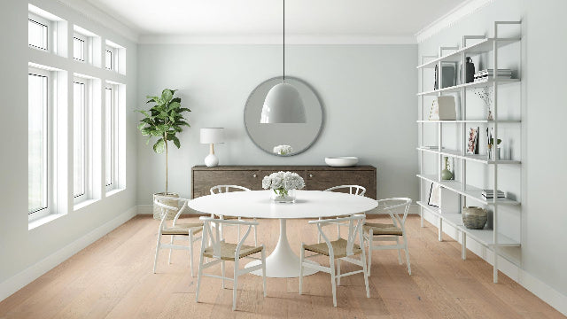 Achieve a luxurious and generous 7½" wide-plank effect at a very affordable price with Tempo. This rustic-grade hardwood in oak or hickory features brushed veneer, lively grain patterns and rich color variations. Some designs from the collection include additional touches, such as filled knots and custom stain treatments. Available with install at Alberta Hardwood Flooring. 