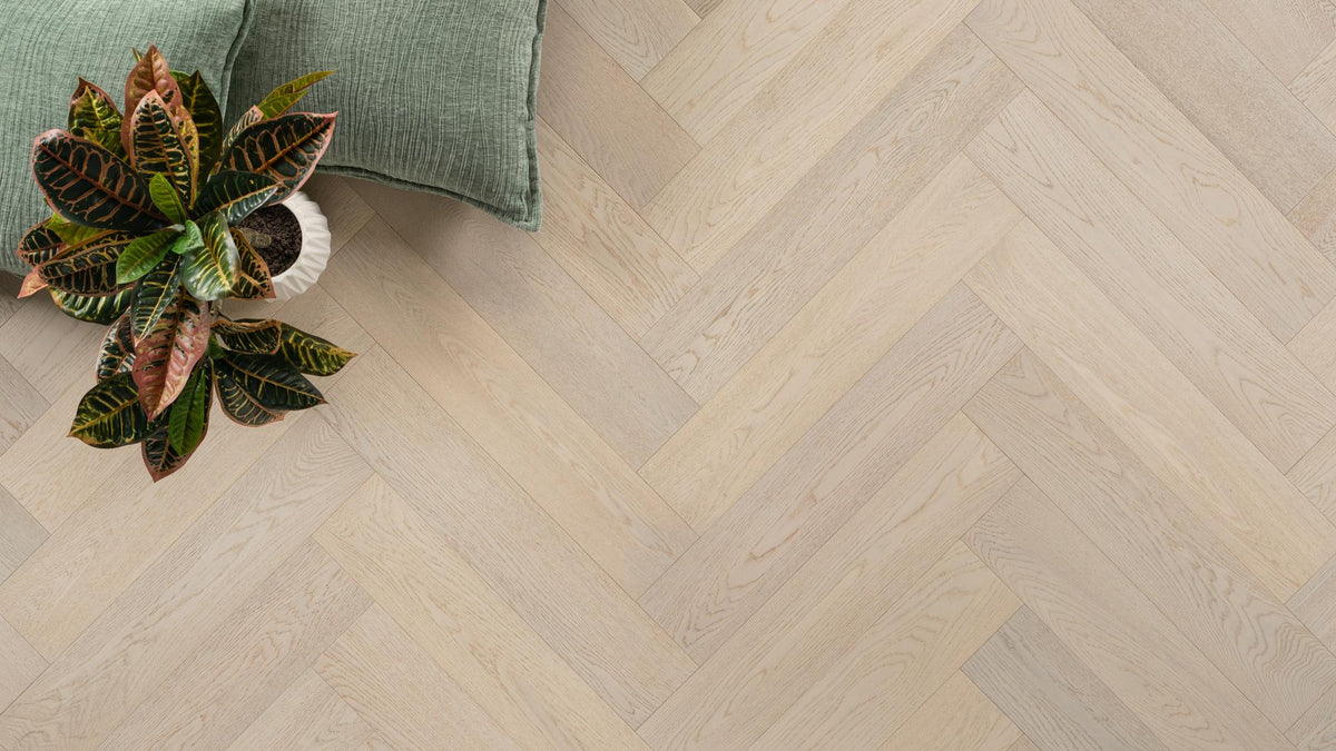 Abode by Kentwood Collection : Herringbone Brushed Oak Engineered Hardwood, available with install, at Alberta Hardwood Flooring.&amp;nbsp;

Visit our showrooms to view this collection, and for product specifics.&amp;nbsp;

Small spaces live large with the added visual movement of herringbone flooring from the Dwell Collection. Clean, mid-width 4¾&quot; boards with minimal knots elevate everyday moments into larger-than-life events.

This collection consists of 3 colors : Morning Sun, Summer Day, and Twilight Walk.&amp;nbsp