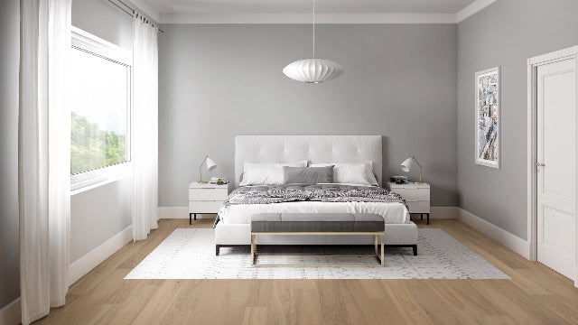Achieve a luxurious and generous 7½" wide-plank effect at a very affordable price with Tempo. This rustic-grade hardwood in oak features brushed veneer, lively grain patterns and rich color variations. Some designs from the collection include additional touches, such as filled knots and custom stain treatments. Available with install at Alberta Hardwood Flooring. 