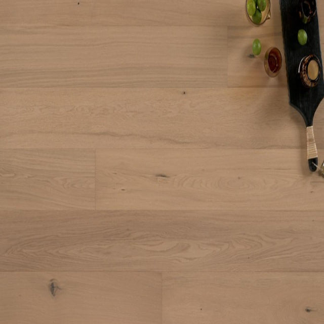Achieve a luxurious and generous 7½" wide-plank effect at a very affordable price with Tempo. This rustic-grade hardwood in oak features brushed veneer, lively grain patterns and rich color variations. Some designs from the collection include additional touches, such as filled knots and custom stain treatments. Available with install at Alberta Hardwood Flooring.