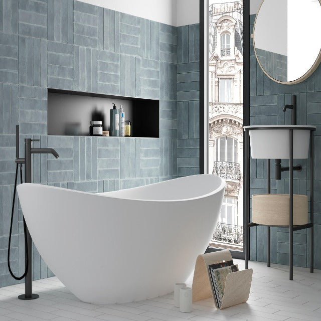 Centura Argile Matte Porcelain Floor and Wall Tile, available with install, at Alberta Hardwood Flooring.