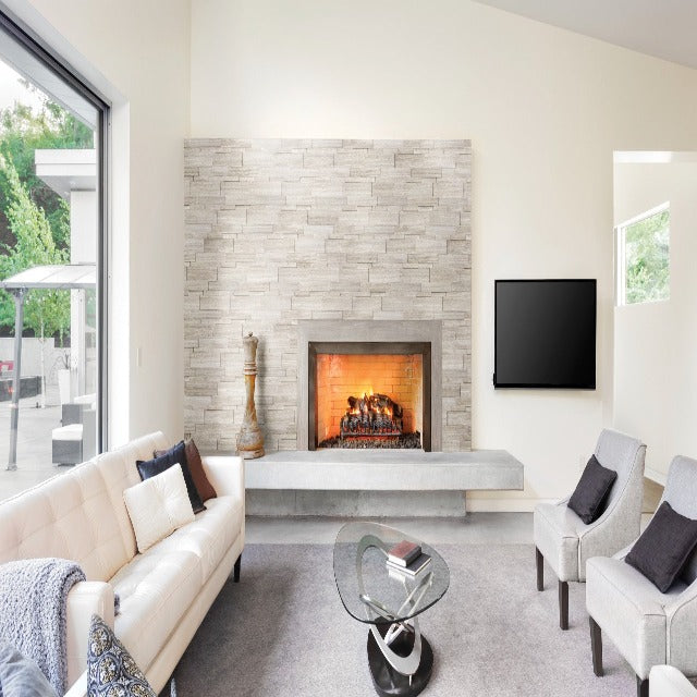 6&quot; X 24&quot; Tierra Sol Stone Mosaic Bianco Venatino Split Face Wall Panel