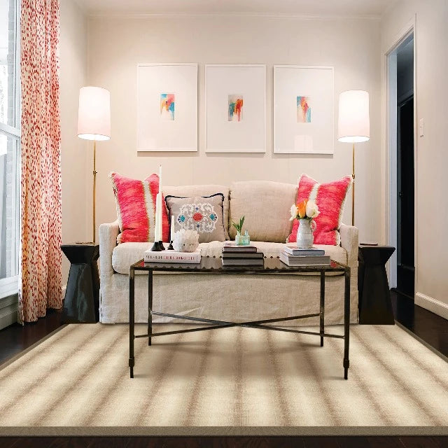Stanton Rug Co Wool Blend Privee Prisma Rug Lana, available to custom order at Alberta Hardwood Flooring.  The Privee Prisma collection features a wool blend fiber and hand-loomed constructions. 