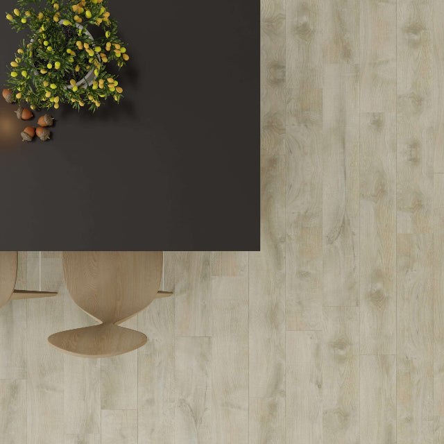 Torlys Rivera Monaco Oak Laminate, wide laminate planks with realistic finishes and unmatched quality, available with install at Alberta Hardwood Flooring.