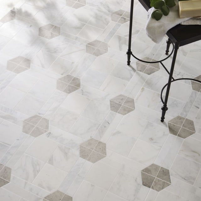 Ann Sacks Willow Heights by Studio McGee Marble Mosaic Floor and Wall Tile, available with install, at Alberta Hardwood Flooring.  Visit one of our showrooms to view in person, and to obtain pricing for this product. 