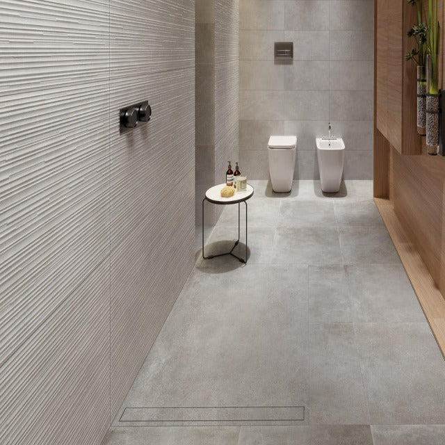 Centura Glitch Series Floor and Wall Tile, available with install at Alberta Hardwood Flooring. A natural feel tile, that is available in 3 sizes: 12" x 24" 24" x 24", 24" x 48",  7 Color options, and smooth or textured. 
