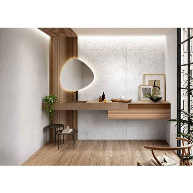 Ames Santorini Tile, available with install, at Alberta Hardwood Flooring. Visit one of our showrooms to view in person, and to obtain pricing for this product.

Santorini elevates your space with textured 12" x 36 " glazed ceramic tiles that comes in three formats to enhance your room.