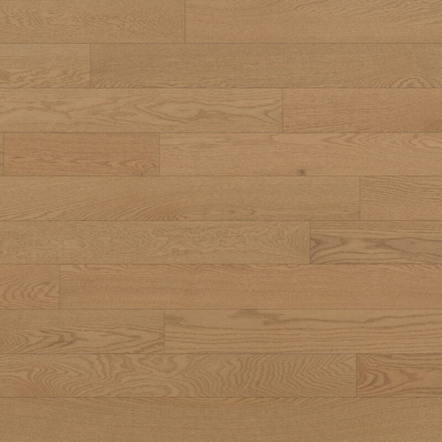 Light oak wood flooring planks with visible natural grain patterns and a warm honey-tan finish. Available at Alberta Hardwood Flooring. 