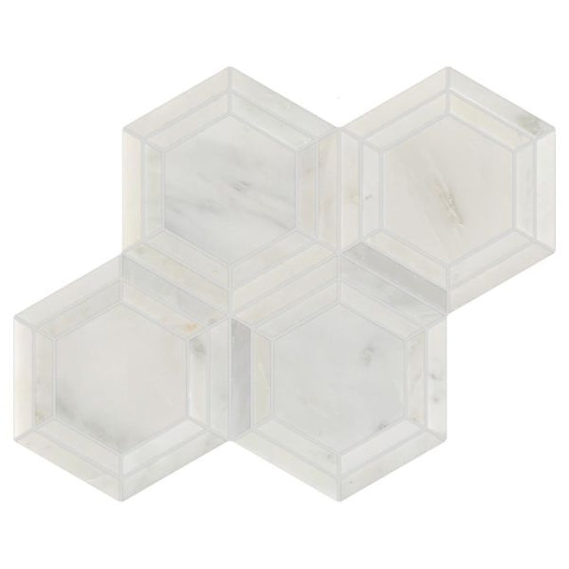 Ames 10.5" x 11" Studio Marble 4 Picket Mosaic Bianco Macciato Polished Marble, available with install at Alberta Hardwood Flooring.&amp;nbsp;Visit one of our showrooms to view in person, and to obtain pricing for this product.&amp;nbsp;

The Studio Marble series takes classic natural stone, and pairs it with geometric shapes for a broad and intriguing line. Shown in the Picket shape, it is available in a Herringbone, Mini Hex, and more.