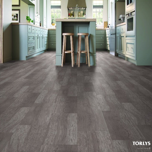 Torlys Evertile Premier Cenere Grey Vinyl Tile, a large format authentic tile, available at Alberta Hardwood Flooring.