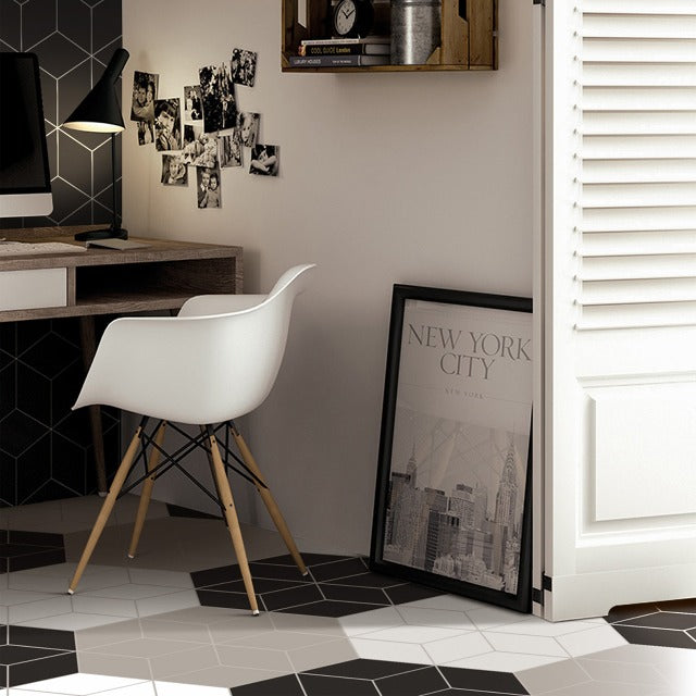 Ceratec 5.5&quot; X 9.5&quot; Equipe Rhombus Dark Grey Wall and Floor Tile