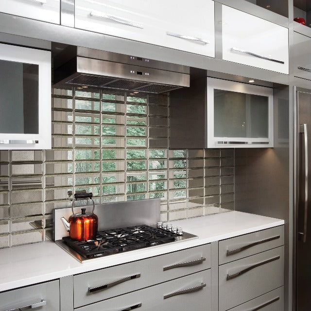 3&quot; X 9&quot; Tierra Sol Obsidian Glass Series Beveled Mirror Antique Silver Wall Tile, available with install at Alberta Hardwood Flooring.