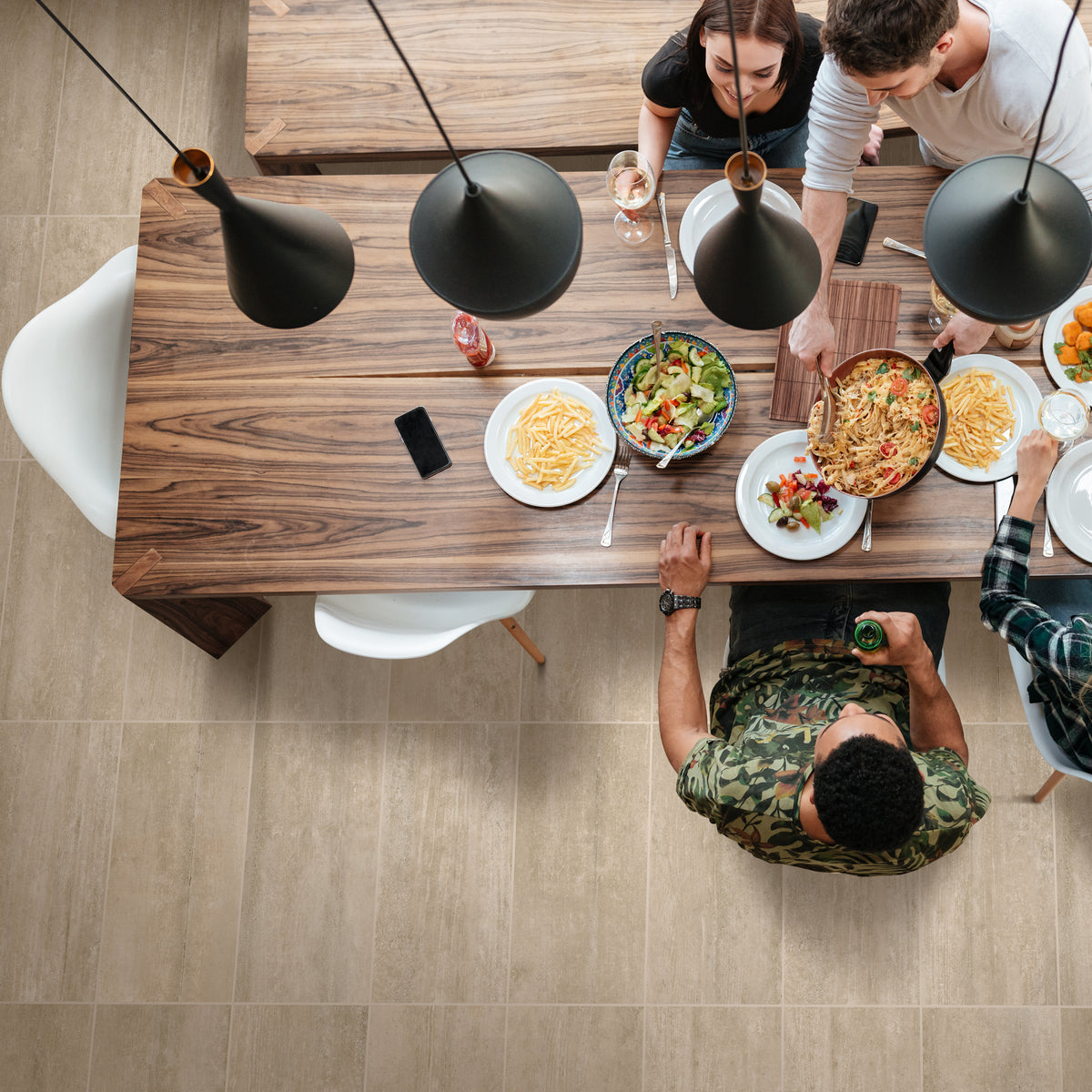 Ceratec 11.8&quot; X 23.6&quot; Westside Matte Porcelain Floor Tile, available at Alberta Hardwood Flooring. Understated and refined, Westside tiles offer an inviting compromise between wood and stone. Shown in Almond, this matte tile is available in 3 additional natural colors, and 2 additional shapes, 12&quot; x 12&quot;, and 2&quot; x 2&quot;.