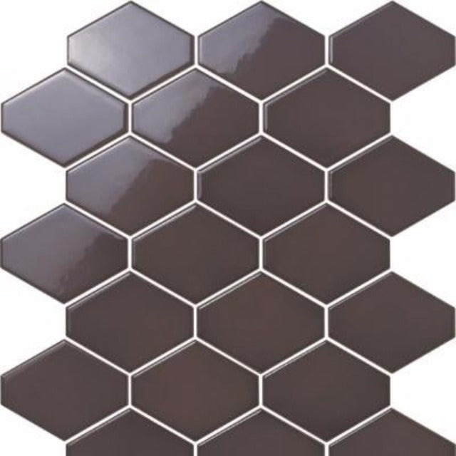 12.5" x 14.5" Nova Hex Graphite Flat Mosaic Wall Tile, in stock in Edmonton.  Sold by the box. Each box contains 10.23 SF. 