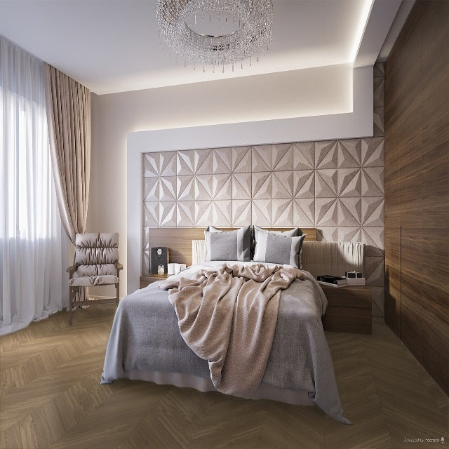 Havwoods Engineered European Oak Brushed Pallido Select Chevron. A rich oak, in a Chevron pattern, in a lacquered finish. Part of the Italian collection.