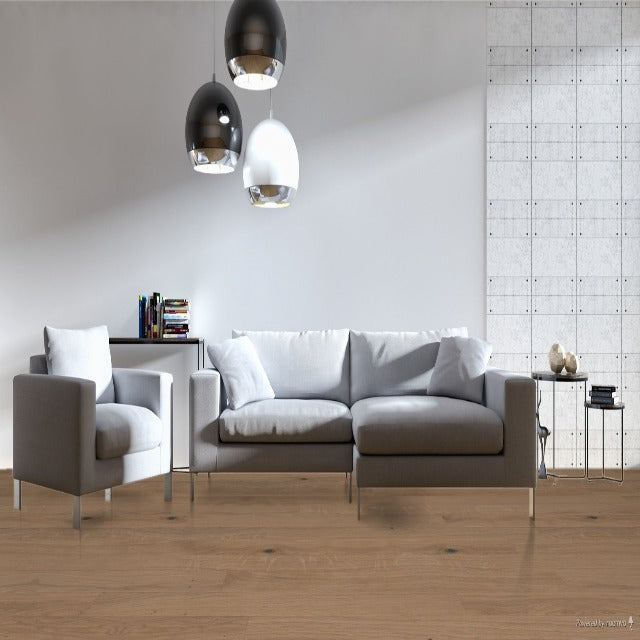 Havwoods Engineered European Oak Sanded Holme Character Pureplank, a natural oak, that is a click together floor with a matt, lacquered finish. Part of the Purplank collection.  Alberta Hardwood Flooring is the exclusive western Canada suppliers of Havwoods products. For more information, on this or other products, please visit our showrooms.