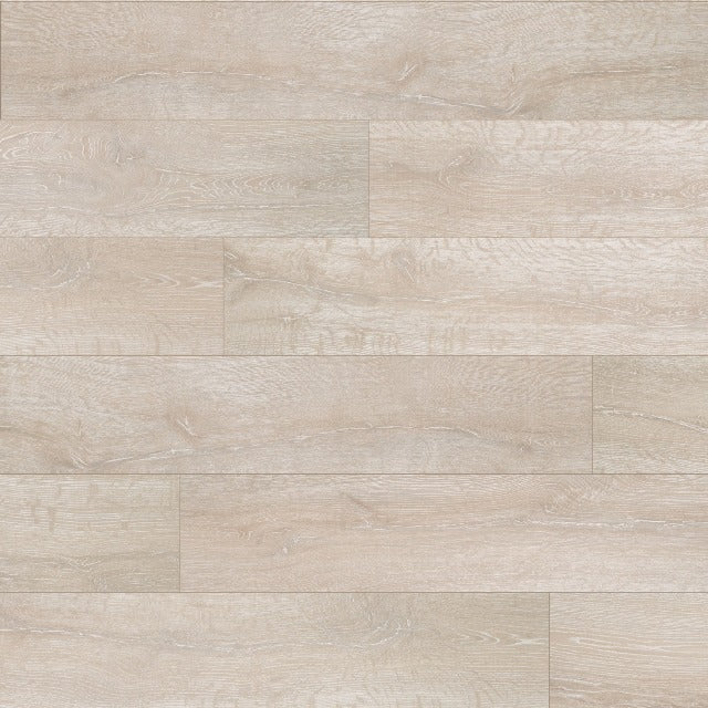 Torlys Reclaime White Wash Oak Laminate, a vintage inspired collection, in a wide plank, available at Alberta Hardwood Flooring.