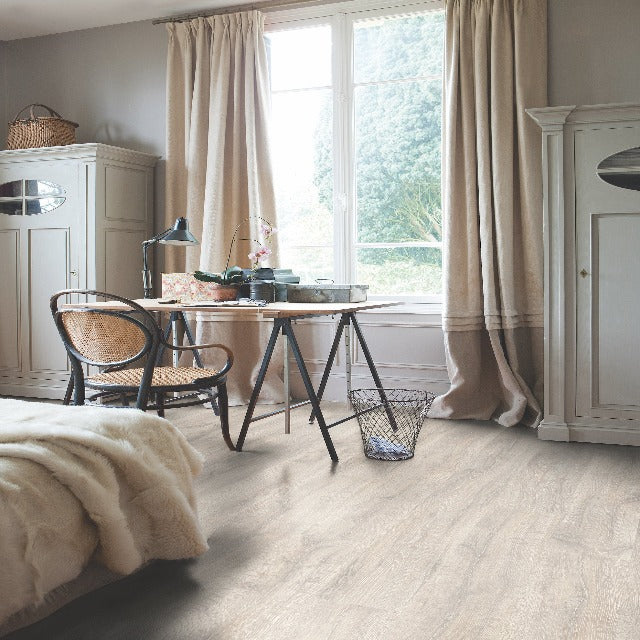 Torlys Classic Plus Reclaimed White Patina Oak, a light oak, available at Alberta Hardwood Flooring. 