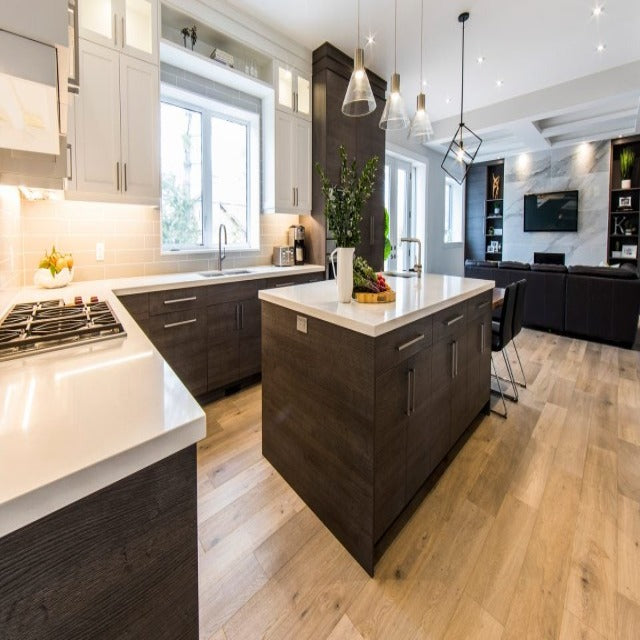 Fuzion Classical Elegance Oak Wire Brushed Rhapsody, available with install, at Alberta Hardwood Flooring.