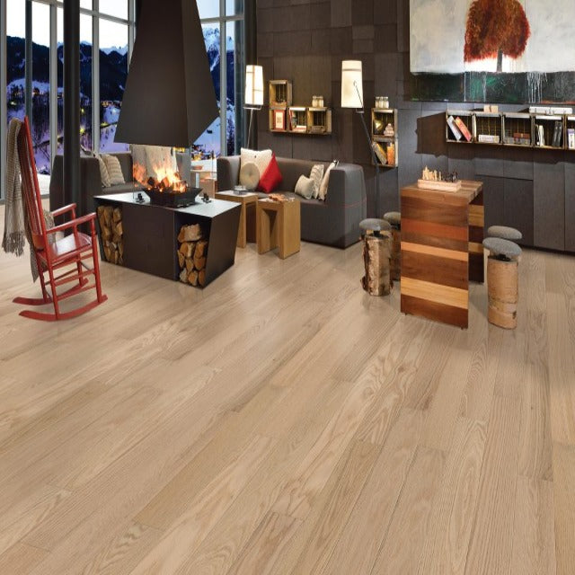 Fuzion Country Side Oak Wire Brushed Paddock Fence, available with install, at Alberta Hardwood Flooring.