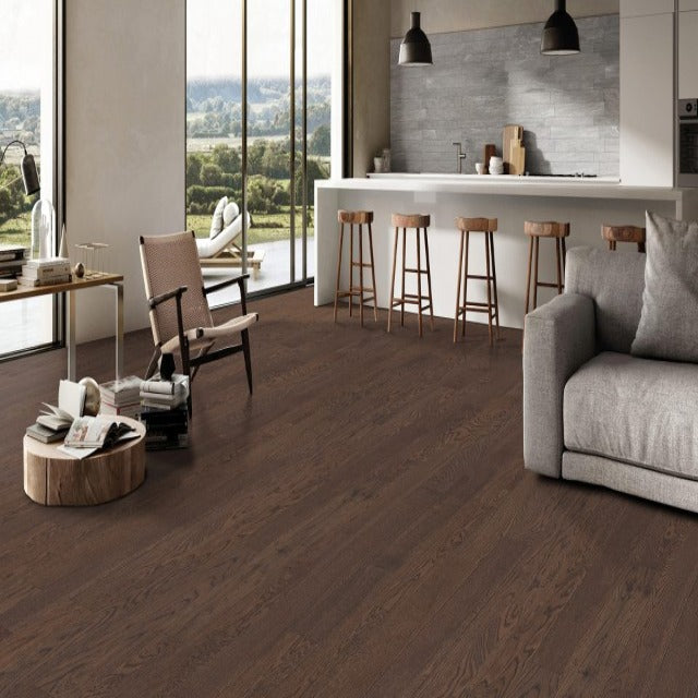 Fuzion Country Side Oak Wire Brushed Pasture, available with install, at Alberta Hardwood Flooring.