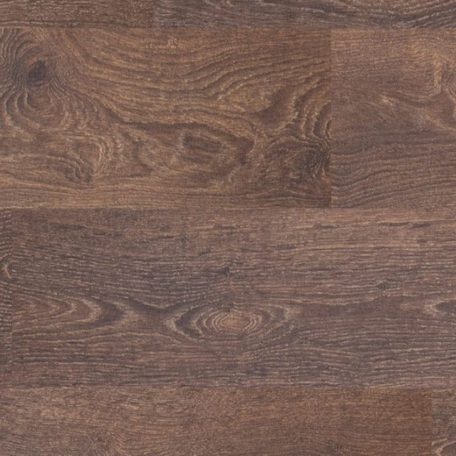 Fuzion Euro Contempo Clockwork Laminate, a wide plank, embossed, brown oak, available at Alberta Hardwood Flooring.