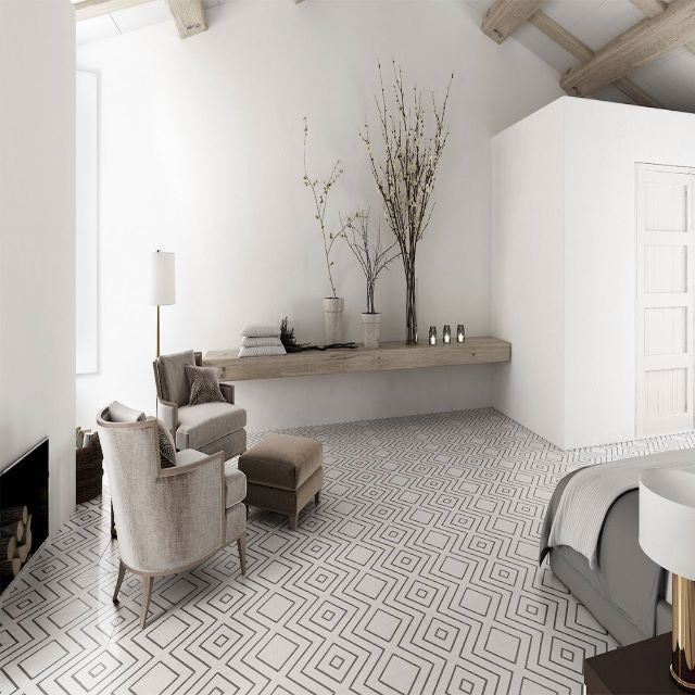 Centura Encaustic Matte Porcelain Wall Tile, available with install, at Alberta Hardwood Flooring.