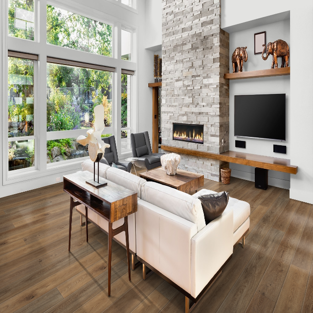 Torlys Everwood Designer Spanish Point Luxury Vinyl, a realistic, wide plank option, available at Alberta Hardwood Flooring.