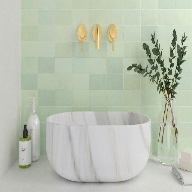 Tierra Sol Tencer Fez Glossy/Matte Wall Tile, available with install at Alberta Hardwood Flooring. 