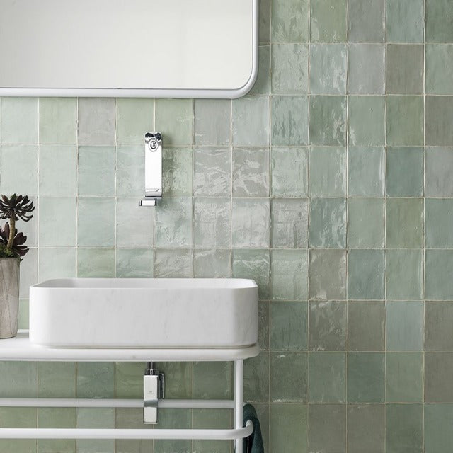 Porcelanosa Nazari Zellige Glossy Wall Tile, available with install, at Alberta Hardwood Flooring.