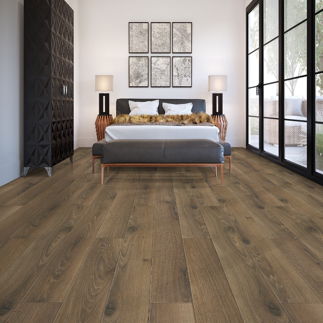 Torlys Colossia Pelzer Oak, a wide oak, laminate floor, available at Alberta Hardwood Flooring.
